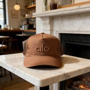 Alo Yoga Brown Embroidered Mesh Trucker Hat